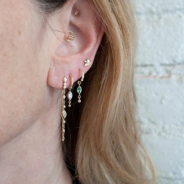 Earrings Celine DAoust Green Tourmaline Marquise Diamond Hoop