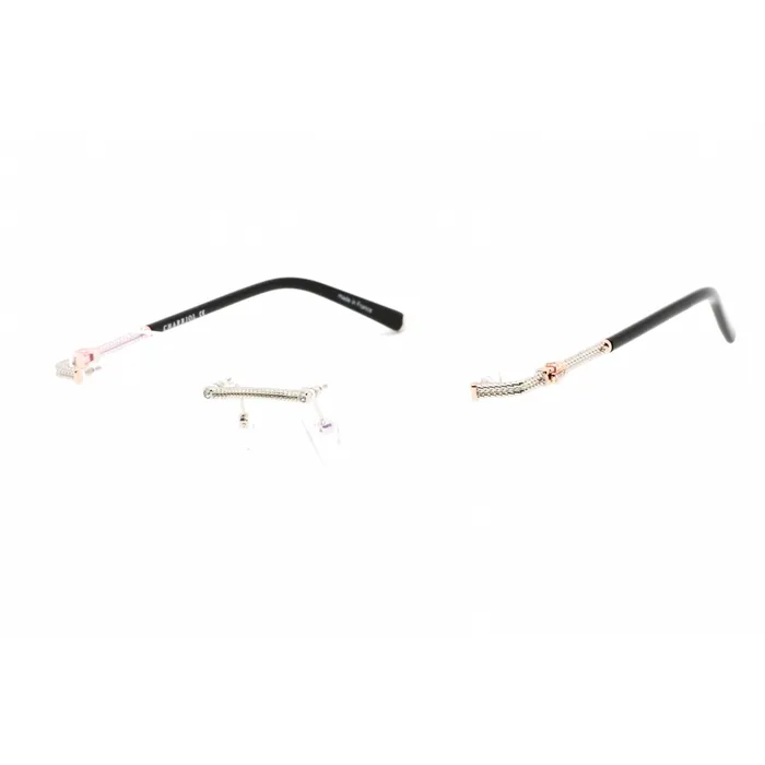 Earrings Charriol Charriol Mens Eyeglasses Shiny SilverPink Gold Metal Cat Eye Frame PC71044 C02