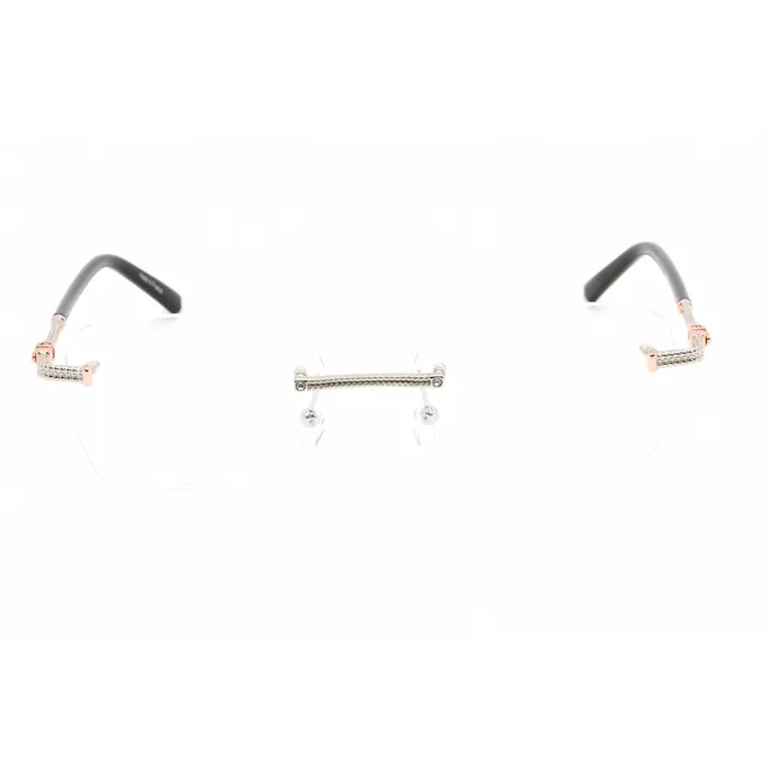 Earrings Charriol Charriol Mens Eyeglasses Shiny SilverPink Gold Metal Cat Eye Frame PC71044 C02