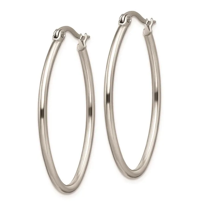 Earrings Chisel Stainless Steel 25mm Diameter Oval Hoop Earrings