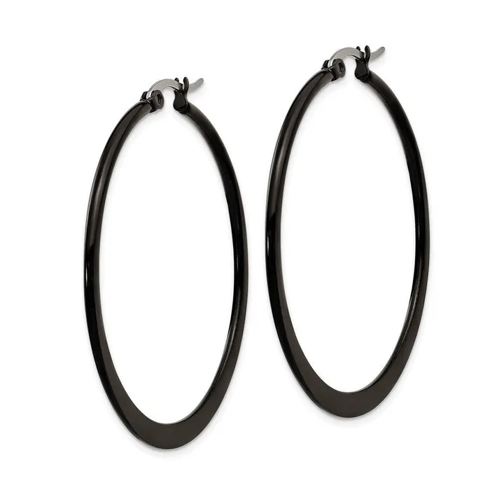Earrings Chisel Stainless Steel Black IP plated 43mm Hoop Earrings