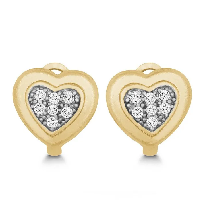 Earrings Classic Sterling Silver Gold Plated Heart Huggie Earrings