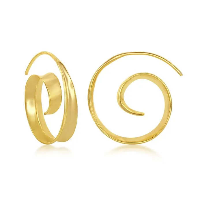 Earrings Classic Sterling Silver Gold Plated Swirl Design Earrings