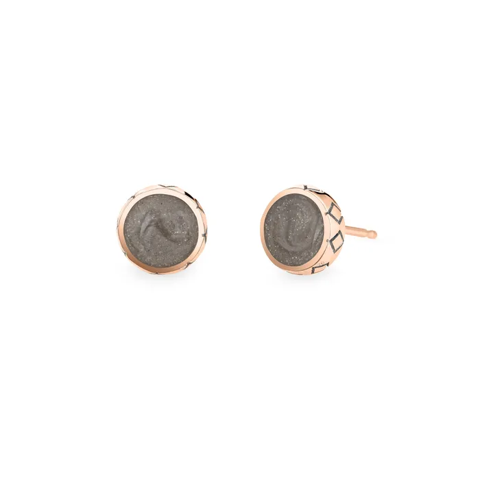 Earrings closebymejewelry Detailed Circle Stud Cremation Earrings in 14K Rose Gold