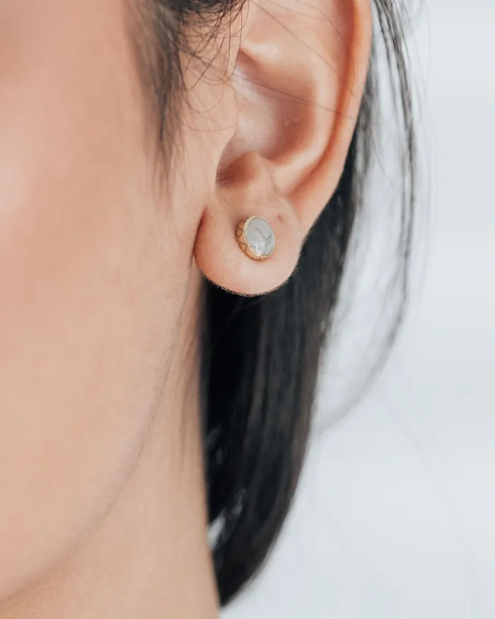 Earrings closebymejewelry Detailed Circle Stud Cremation Earrings in 14K Rose Gold