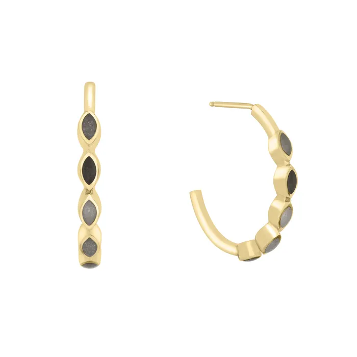 Earrings closebymejewelry Five Setting Open Hoop Cremation Earrings in 14K Yellow Gold