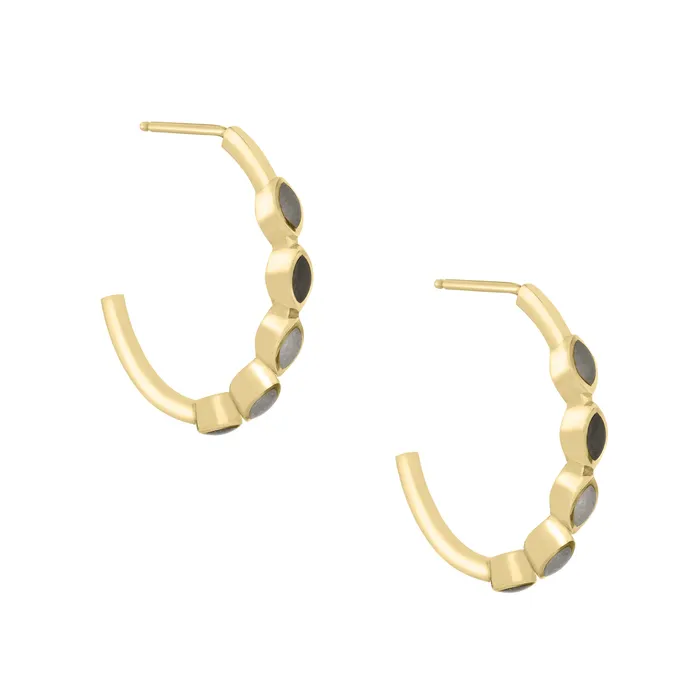 Earrings closebymejewelry Five Setting Open Hoop Cremation Earrings in 14K Yellow Gold