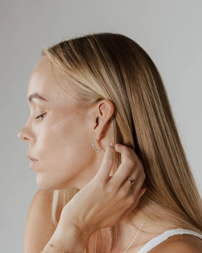 Earrings closebymejewelry Five Setting Open Hoop Cremation Earrings in 14K Yellow Gold