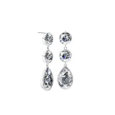 Earrings Dangling Pear and Round Diamond Earrings deBebians