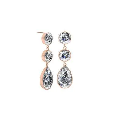 Earrings Dangling Pear and Round Diamond Earrings deBebians