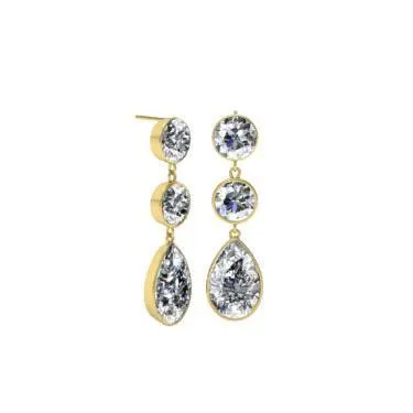 Earrings Dangling Pear and Round Diamond Earrings deBebians