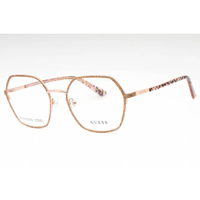 Earrings Guess Womens Eyeglasses Shiny Rose Gold Geometric Full Rim Metal Frame GU2912 028 GUESS