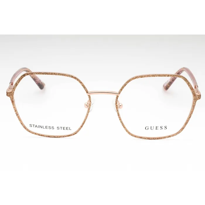Earrings Guess Womens Eyeglasses Shiny Rose Gold Geometric Full Rim Metal Frame GU2912 028 GUESS