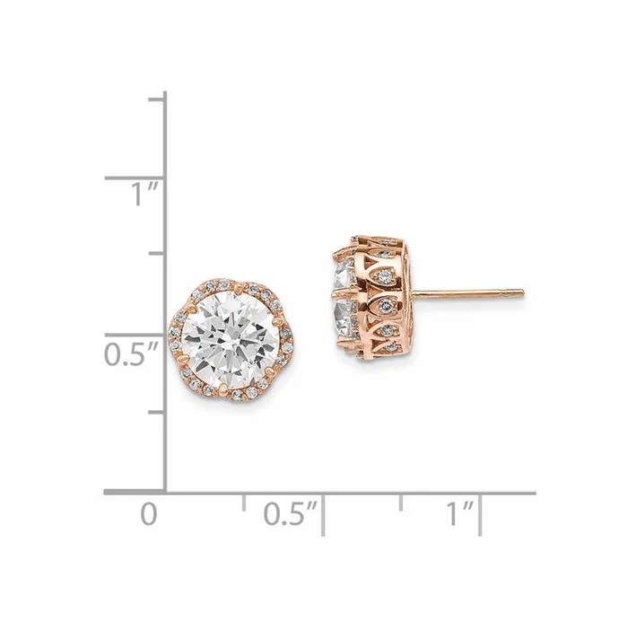 Earrings Jewelry 10K Tiara Collection Rose Gold Polished CZ Post Earrings