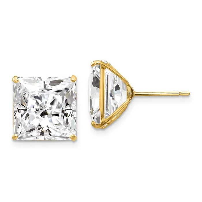 Earrings Jewelry 14k 11mm Square CZ Post Earrings