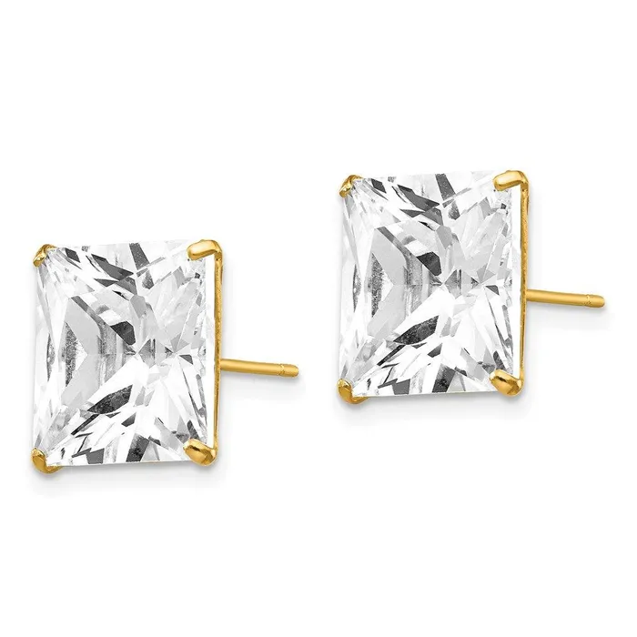 Earrings Jewelry 14k 11mm Square CZ Post Earrings