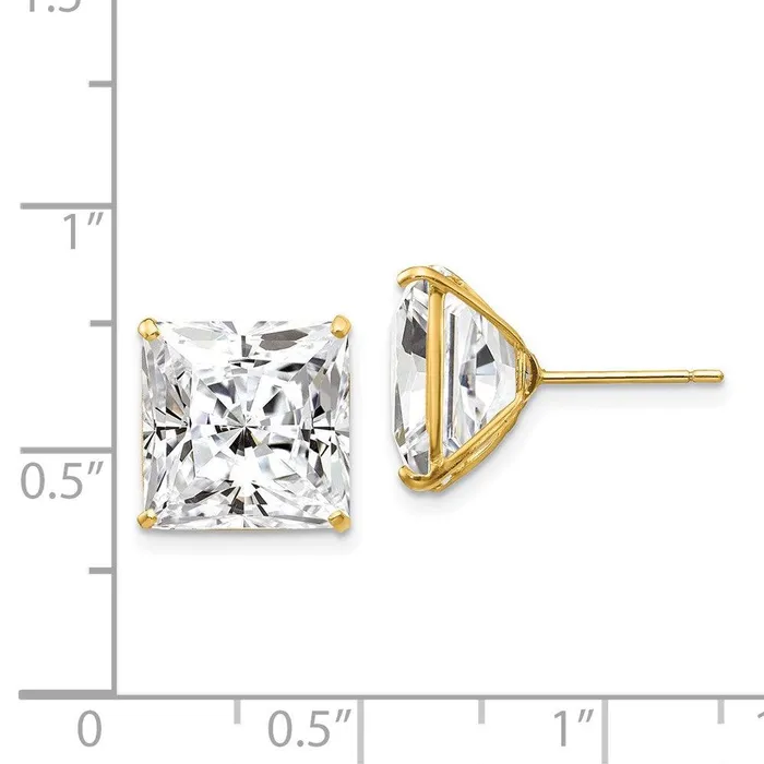 Earrings Jewelry 14k 11mm Square CZ Post Earrings