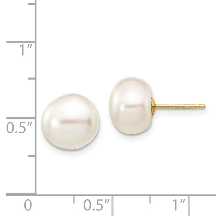 Earrings Jewelry 14k 910mm White Button Freshwater Cultured Pearl Stud Post Earrings