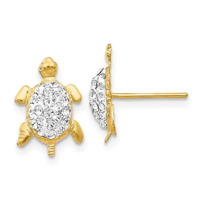 Earrings Jewelry 14k Crystal White Turtle Post Earrings