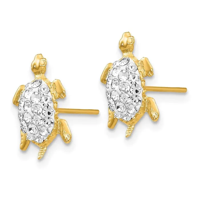 Earrings Jewelry 14k Crystal White Turtle Post Earrings