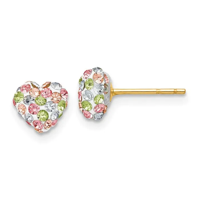Earrings Jewelry 14k Pastel Multicolored Crystal 6mm Heart Post Earrings