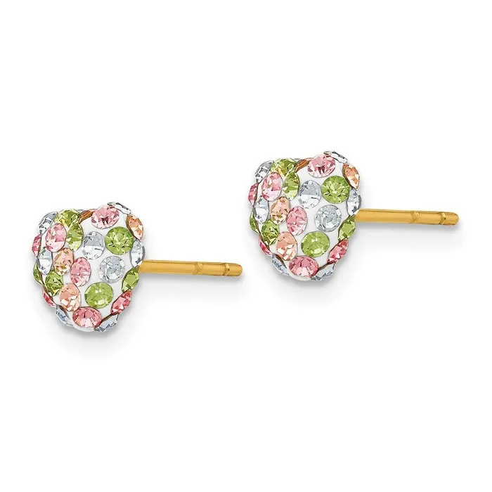 Earrings Jewelry 14k Pastel Multicolored Crystal 6mm Heart Post Earrings