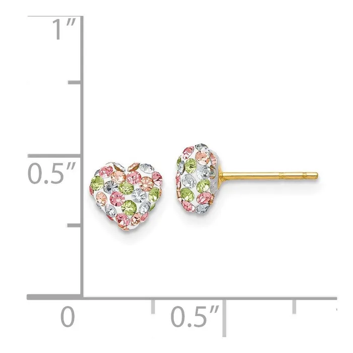 Earrings Jewelry 14k Pastel Multicolored Crystal 6mm Heart Post Earrings