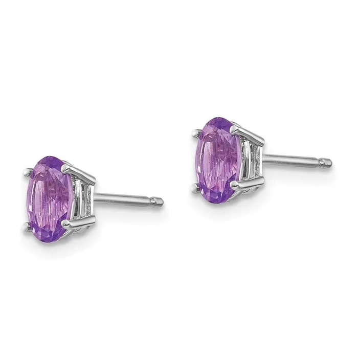 Earrings Jewelry 14k White Gold 6x4 Oval FebruaryAmethyst Post Earrings