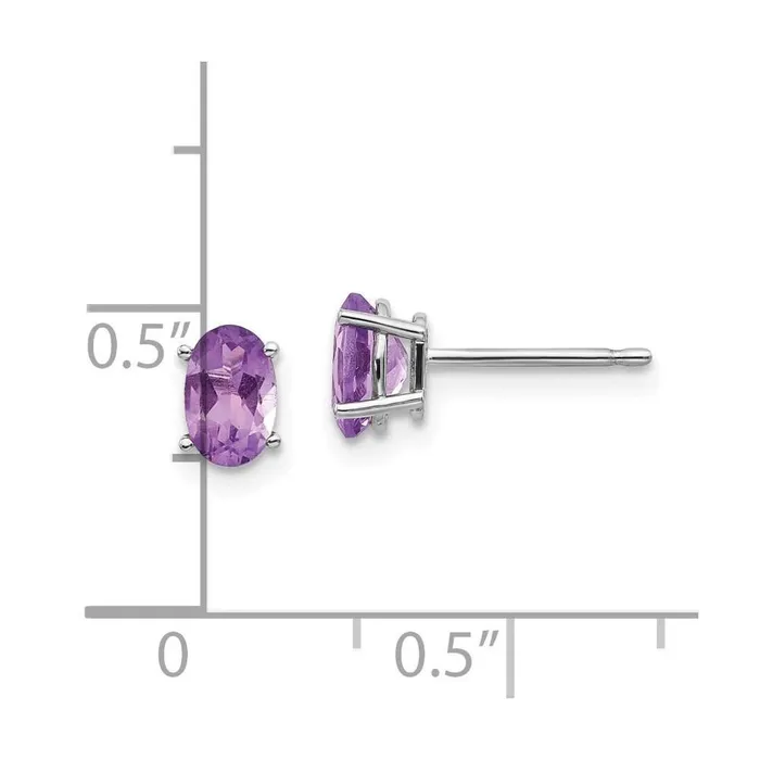 Earrings Jewelry 14k White Gold 6x4 Oval FebruaryAmethyst Post Earrings