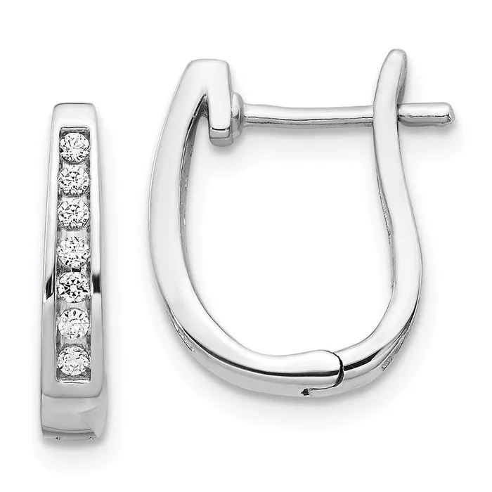 Earrings Jewelry 14K White Gold Diamond 3mm Hinged Hoop Earrings