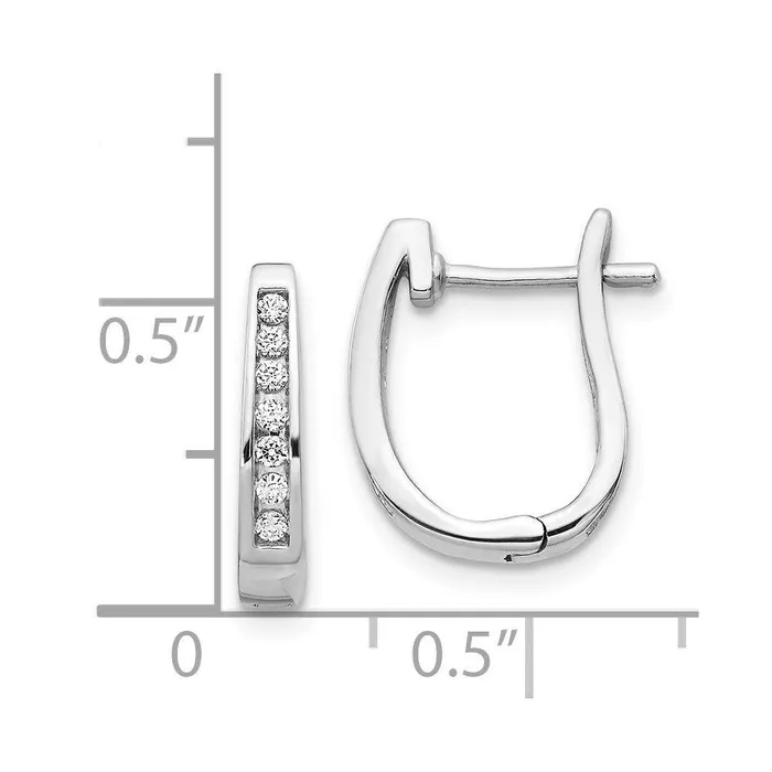 Earrings Jewelry 14K White Gold Diamond 3mm Hinged Hoop Earrings