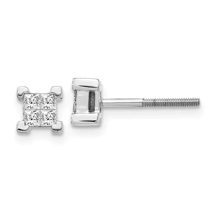 Earrings Jewelry 14k White Gold Princess Diamond Screwback Earrings