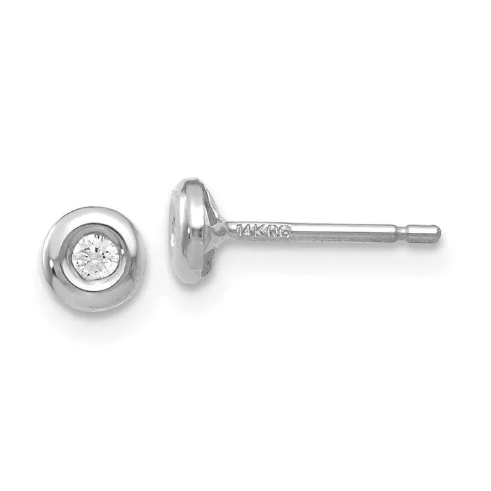 Earrings Jewelry 14kwg Rhodium Polished CZ Earrings