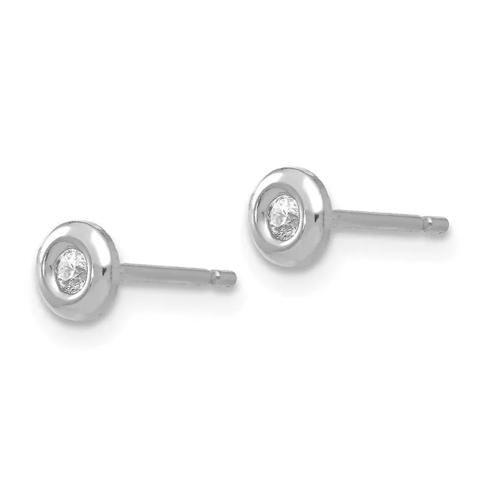 Earrings Jewelry 14kwg Rhodium Polished CZ Earrings