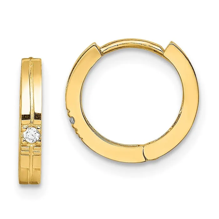 Earrings Jewelry Madi K Kids 14k CZ Hinged Hoop Earrings