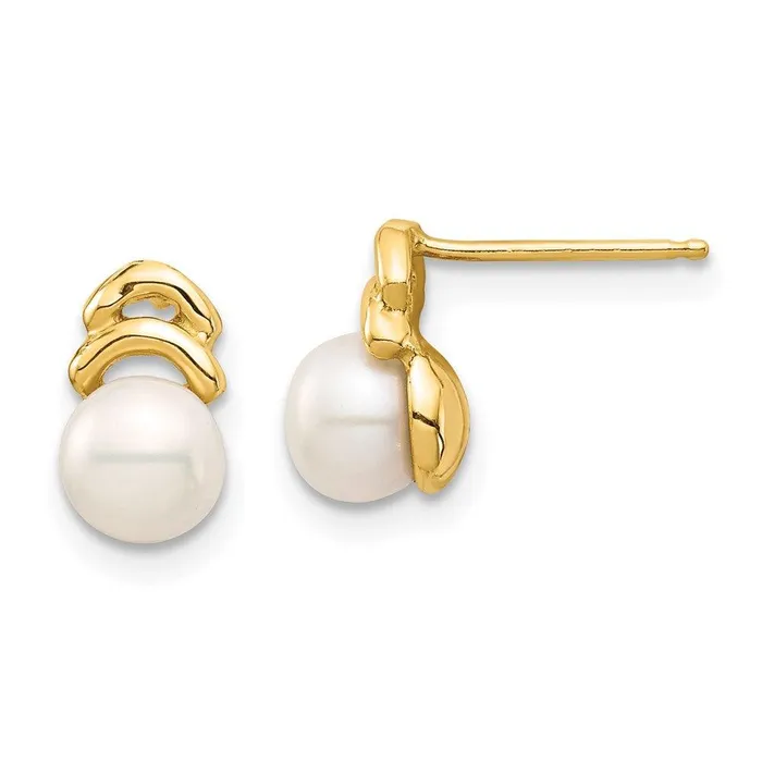 Earrings Madi K Kids 14k 56mm White Button FW Cultured Pearl Post Dangle Earrings Jewelry