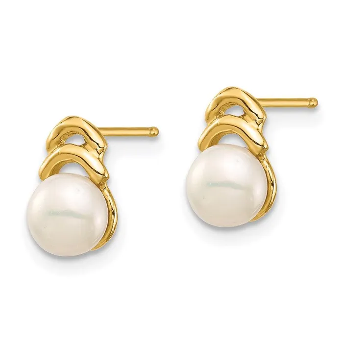 Earrings Madi K Kids 14k 56mm White Button FW Cultured Pearl Post Dangle Earrings Jewelry