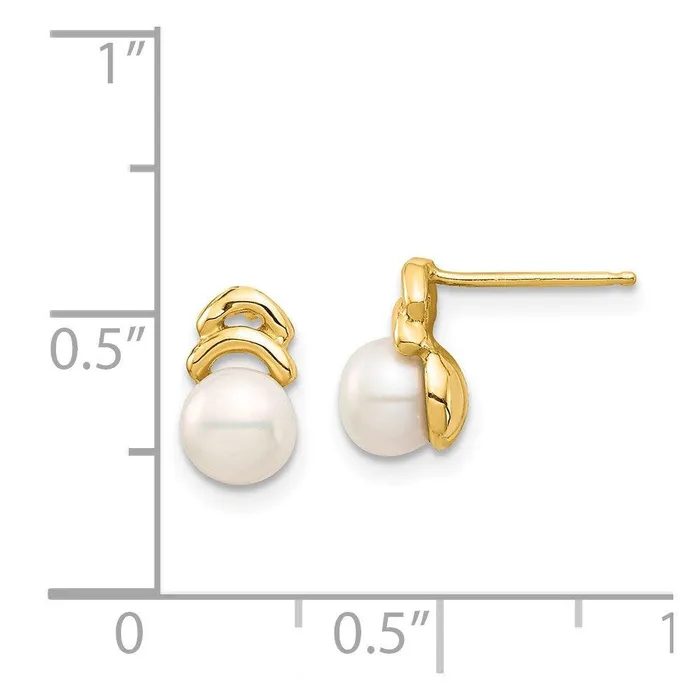 Earrings Madi K Kids 14k 56mm White Button FW Cultured Pearl Post Dangle Earrings Jewelry