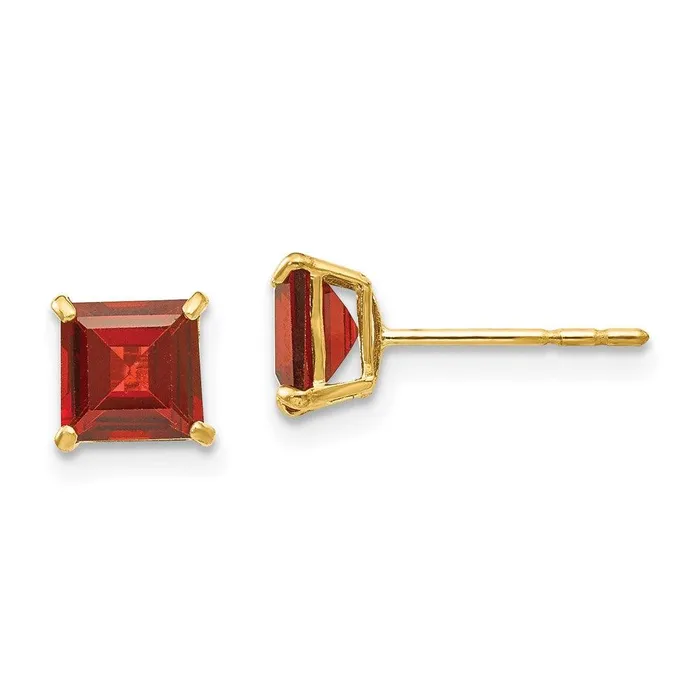 Earrings Madi K Kids 14k Garnet 5mm Square Post Earrings Jewelry