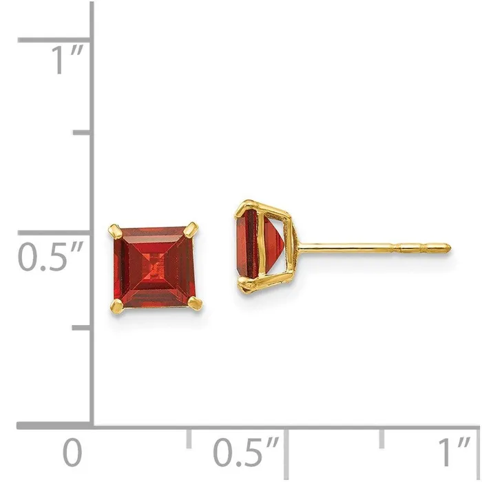 Earrings Madi K Kids 14k Garnet 5mm Square Post Earrings Jewelry