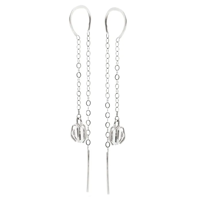 Earrings Melissa Joy Manning Thread Through Silver Herkimer Earrings