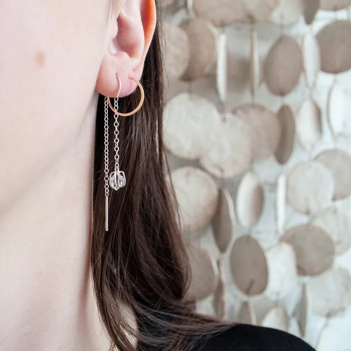 Earrings Melissa Joy Manning Thread Through Silver Herkimer Earrings