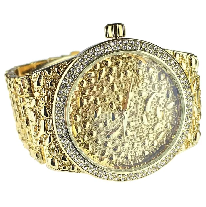 Earrings Mens Gold Finish Nugget Design Gold Nugget Watch Bling Cartel Admin