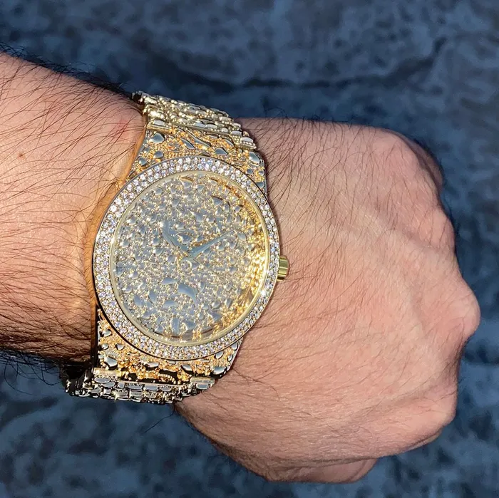 Earrings Mens Gold Finish Nugget Design Gold Nugget Watch Bling Cartel Admin