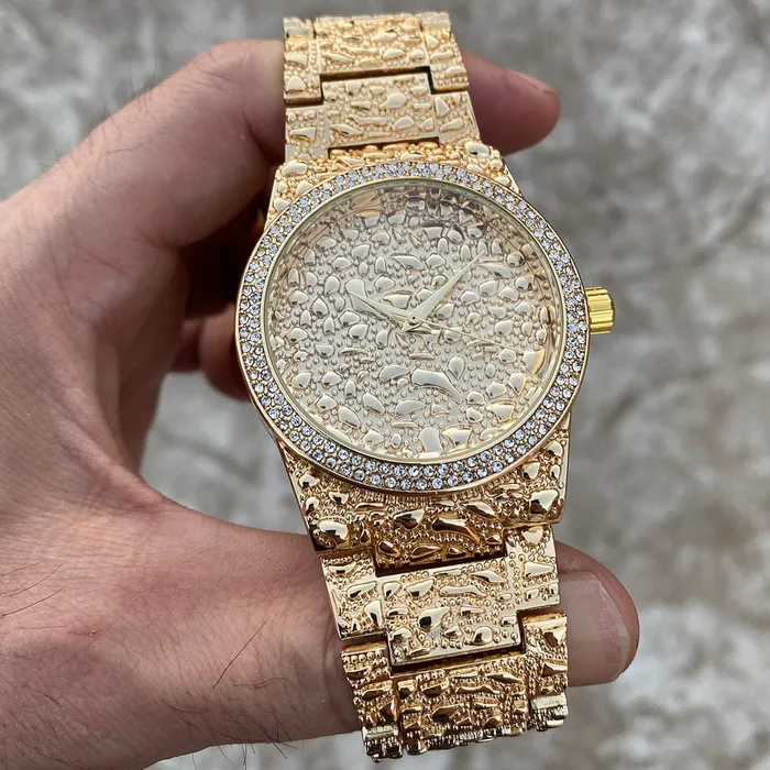 Earrings Mens Gold Finish Nugget Design Gold Nugget Watch Bling Cartel Admin