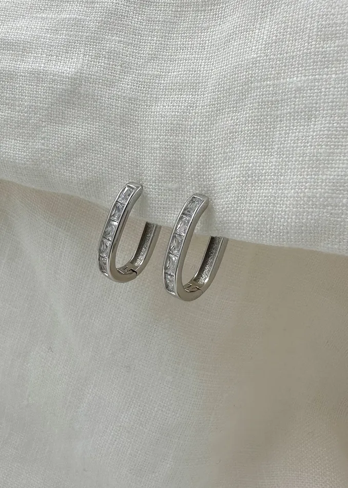 Earrings Paris Hoop Silver White Bella Wren Jewelry