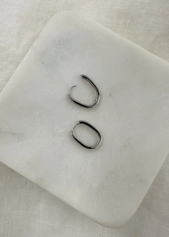 Earrings Paris Hoop Silver White Bella Wren Jewelry