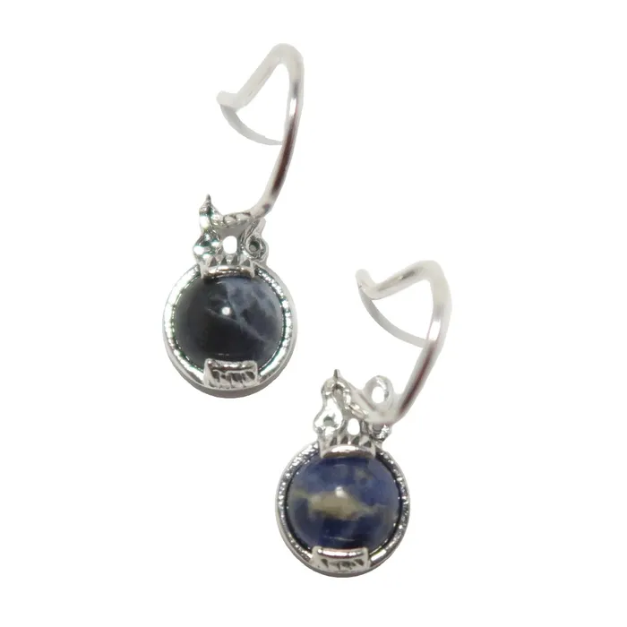 Earrings Satin Crystals Sodalite Earrings Spiritual Light Blue Night Sterling Silver