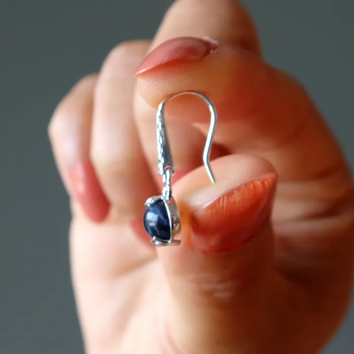 Earrings Satin Crystals Sodalite Earrings Spiritual Light Blue Night Sterling Silver