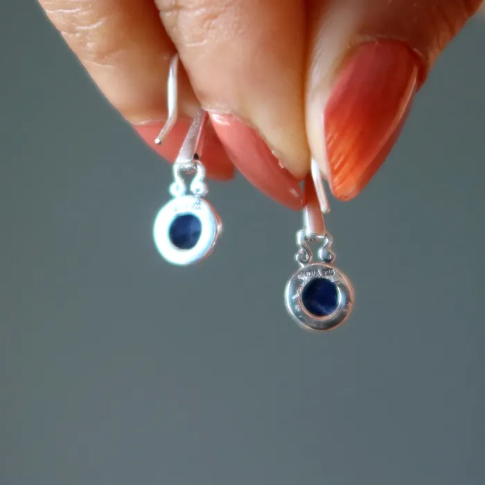 Earrings Satin Crystals Sodalite Earrings Spiritual Light Blue Night Sterling Silver